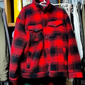 Unisex plaid shacket Sherpa like Size Large